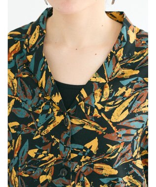 CRAFT STANDARD BOUTIQUE レーヨン柄プリントワイドシャツ Mustard