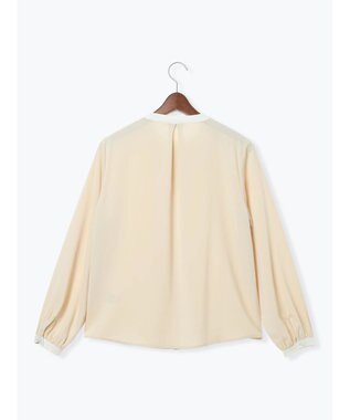 Te chichi パール釦配色タックブラウス ベージュ