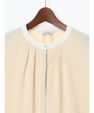 Te chichi パール釦配色タックブラウス ベージュ