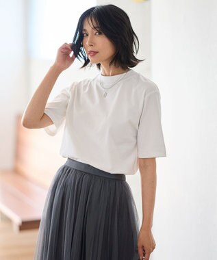 ANY 【接触冷感/UVケア】マルチファンクションモックネックTシャツ オフ