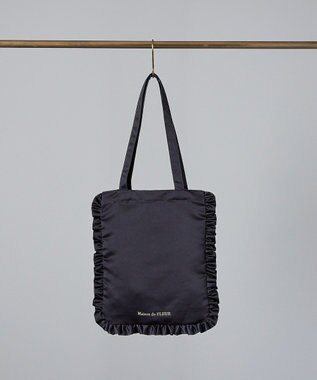 Maison de FLEUR EC限定フリルサテントートバッグ Black