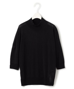 ICB 【洗える】 ウールアセテートハイゲージ ハイネックプルオーバー ブラック系