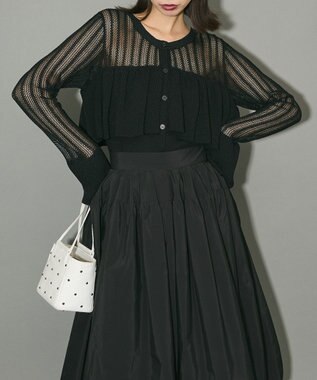 Green Parks ２ＷＡＹ　ラッフル切替ニットトップス Black