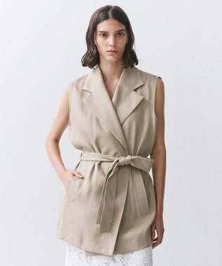 BEIGE， MICA /  リネンブレンドベルト付きジレ