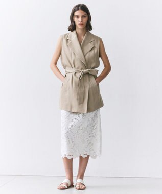 BEIGE， MICA /  リネンブレンドベルト付きジレ  L.Taupe