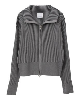 Green Parks 配色リブＺｉｐニットカーディガン Gray