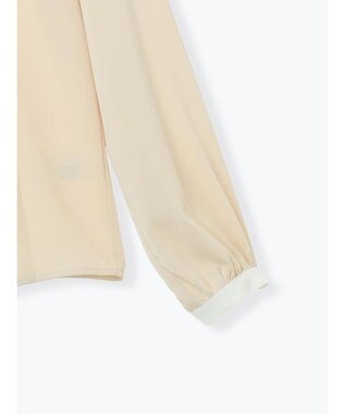 Te chichi パール釦配色タックブラウス ベージュ