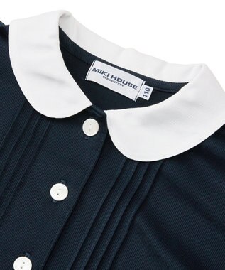 MIKI HOUSE HOT BISCUITS 【90-130cm】丸襟半袖ワンピース 紺