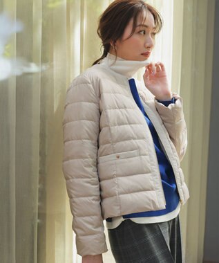 ANY SIS 【2WAY】ノーカラーダウン ジャケット ベージュ