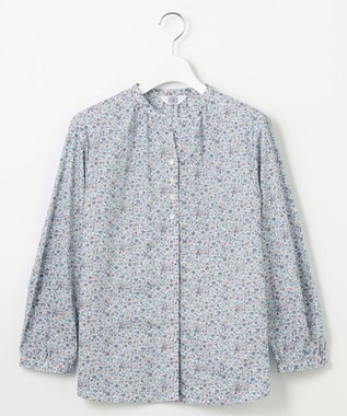 J.PRESS LADIES L 【洗える】Liberty Lilibet＆Hannah Rose バンドカラー ブラウス ブルー系5