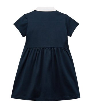 MIKI HOUSE HOT BISCUITS 【90-130cm】丸襟半袖ワンピース 紺