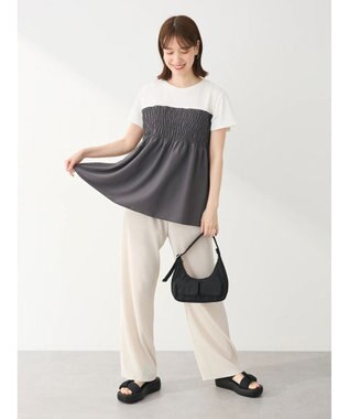 Green Parks シャーリングサテンドッキングプルオーバー Charcoal Gray