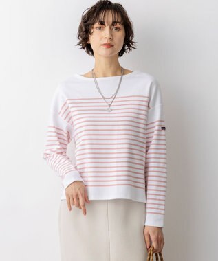 23区 Armo-lux パネルボーダー クロップド カットソー ピンク系