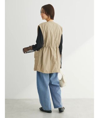 Green Parks ノーカラーミリタリーベスト Beige