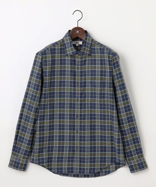 JOSEPH ABBOUD 【柔らか/暖かい】ファインブラッシュド ネル チェック シャツ カーキ系4