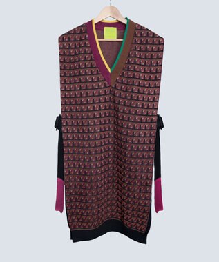 COQ CROSS STRIPE ロングベスト ブラウン