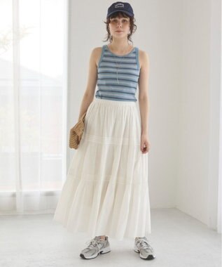 WEGO 【ANGIE VINTAGE】カップ付きマルチボーダータンク ブルーボーダー