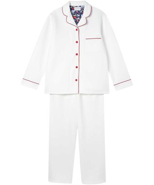 une nana cool 【綿混】ハイゲージダブルエアー 長袖開襟パジャマ MADE WITH LIBERTY FABRIC ホワイト