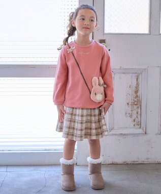 ANY KIDS 裏シャギー ポシェット トレーナー ピンク×ウサギ