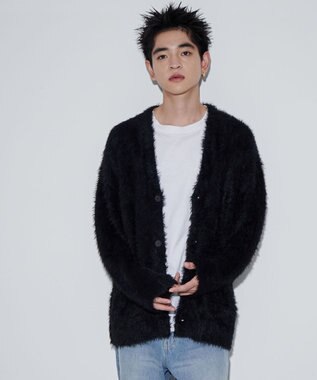 WEGO 【ユニセックス着用ITEM】フェザーカーディガン ブラック