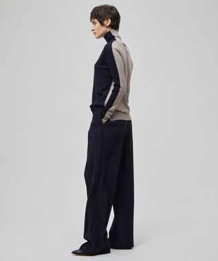 BEIGE， 【洗える】LA MONNAIE / タートルネックニット Navy×Lt Taupe