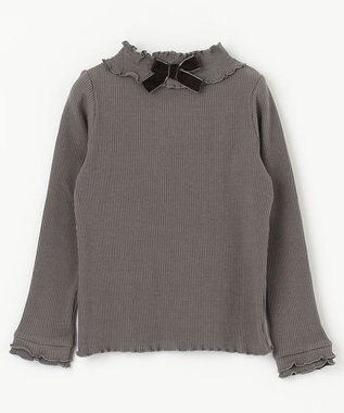 ANY KIDS テレコハイネック長袖Tシャツ チャコール