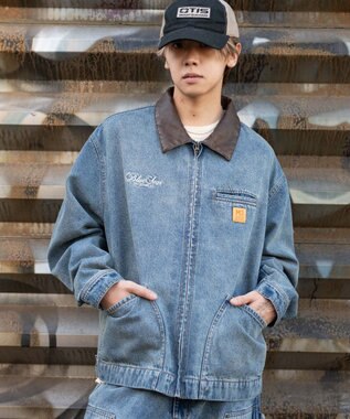 WEGO 【ユニセックス着用ITEM/MLサイズ展開】ワーカーズZIPデニムジャケット デニム中濃加工色