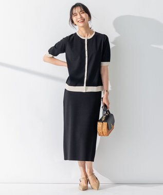 23区 S 【洗える】レーヨンポリエステルストレッチ タイト ニットスカート ブラック系