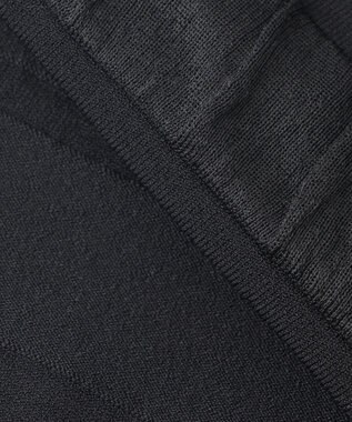 自由区 S 【接触冷感・UVカット・洗える】クレープストレッチボーダー ニット ブラック