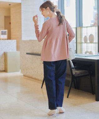 Tiaclasse 【洗える】リブ切り替えフレアニットトップス ピンク