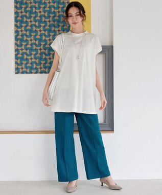 Tiaclasse 【接触冷感】 フレンチスリーブフレアカットソー オフホワイト