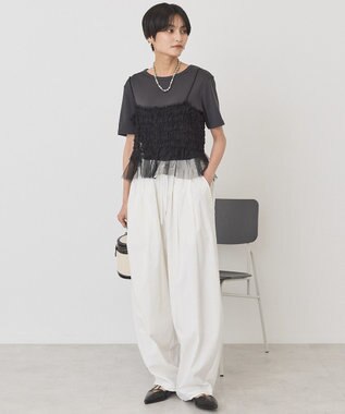 AMERICAN HOLIC 【2点セット】半袖Tシャツ＋チュールビスチェ Charcoal Gray