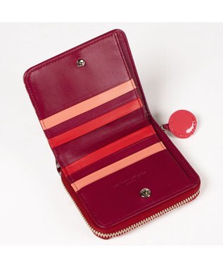 tsumori chisato CARRY グリッターフラワー ラウンドファスナー 2つ折り財布 ボルドー