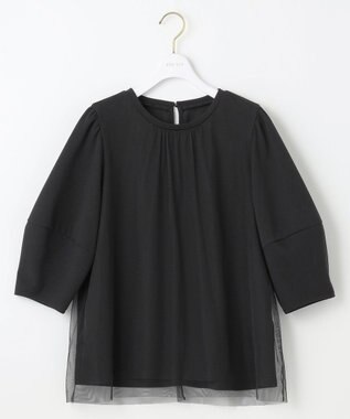 ANY SIS L 【洗える】カットジョーゼットチュール トップス ブラック