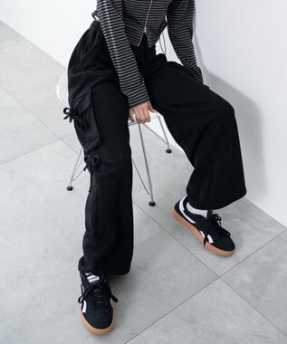 WEGO 【ウエストゴム】リボンカーゴスウェットパンツ