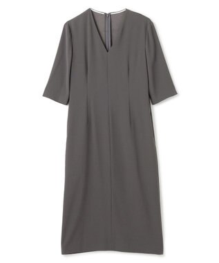 BEIGE， 【洗える・L-size】CINDY / Vネックハーフスリーブワンピース C.Gray x White