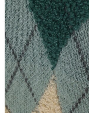 earth music&ecology ループ編みアーガイルカーディガン Green