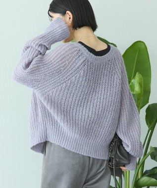 AMERICAN HOLIC 【2WAY】モヘヤ風甘編みカーディガン Lavender