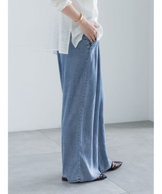 Te chichi ウォッシュデニムライクタックワイドパンツ(セットアップ可) ネイビー