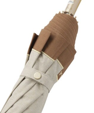 MOONBAT FURLA 晴雨兼用日傘 折りたたみ傘 シャンブレー切継 ／遮光 遮熱 UV ブラウン