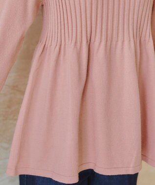 Tiaclasse 【洗える】リブ切り替えフレアニットトップス ピンク