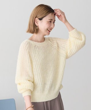 AMERICAN HOLIC 【2WAY】モヘヤ風甘編みカーディガン Ivory