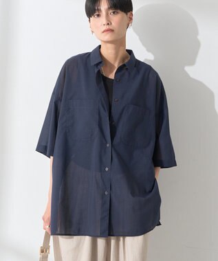 AMERICAN HOLIC イージーケア+接触冷感Wポケットオーバーシャツ Navy