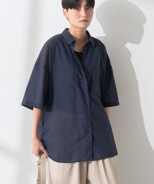 AMERICAN HOLIC イージーケア+接触冷感Wポケットオーバーシャツ Navy