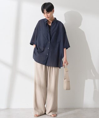 AMERICAN HOLIC イージーケア+接触冷感Wポケットオーバーシャツ Navy