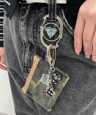 WEGO 総柄メタルクリアポーチ カーキ