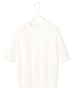 ICB 【洗える】 レースパターン ニット オフホワイト系