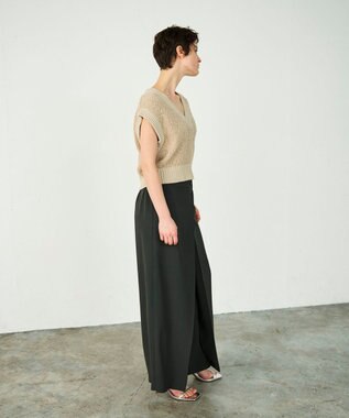 GRACE CONTINENTAL ラップレイヤードパンツ カーキ