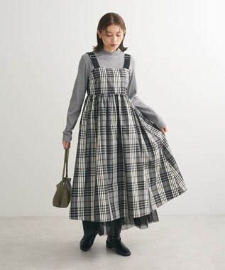 Green Parks ・ＳＵＧＡＲ　ＳＰＯＯＮ　チェックギャザーワンピース Black