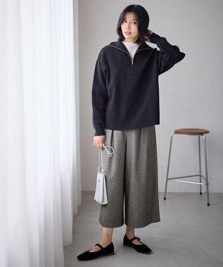 ANY テレコハイネックロングスリーブＴシャツ グレージュ